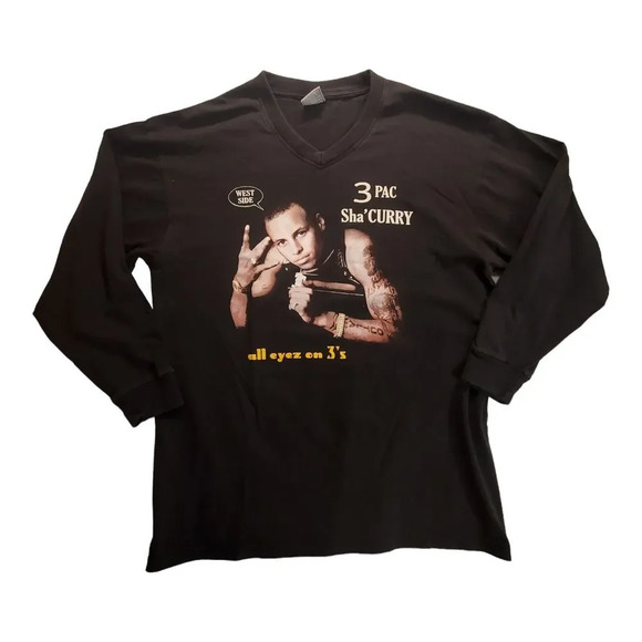 Steph Curry Hip Hop Rap Parody T Shirt Pro Crux 2XL Black Long Sleeve 2 Pac - Picture 1 of 6